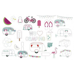 Stickserie - Camping incl. Anhänger & ITH Tasche & Wimpel